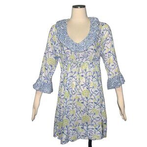 Gretchen Scott Floral Cotton Dress Ruffle L